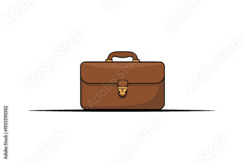A brown briefcase vector illustration with a gold lock and handle