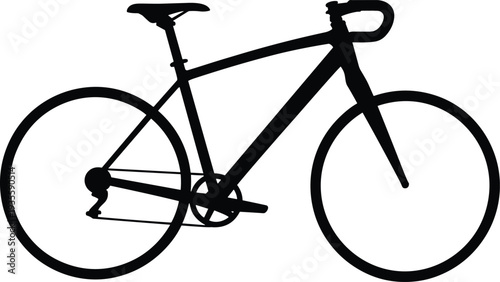 Road bicycle silhouette vector illustration isolated black bike icon for cycling sport transportation fitness outdoor activity design element