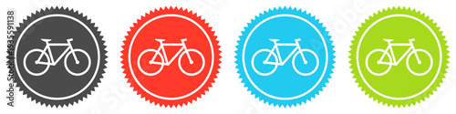 Icons auf 4 Buttons mit Zacken zeigen Fahrrad oder Radweg