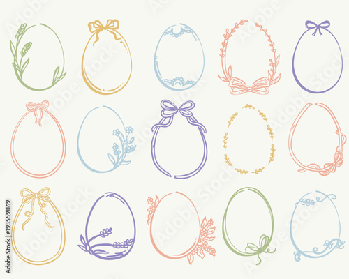 Whimsical had drawn set of vector Easter eggs