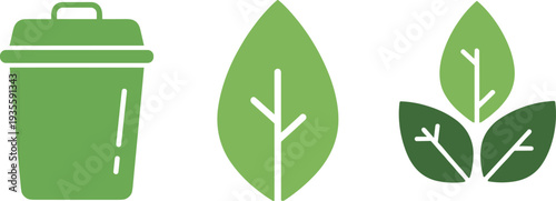 Green icons representing recycling and nature conservation concepts