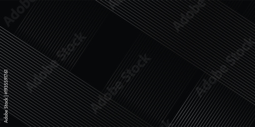 Black background with shiny diagonal lines wallpaper, Black and grey metallic abstract tech geometric linear background. vector