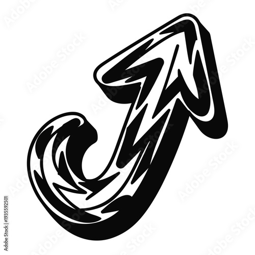 Arrow of Progression: An artistic arrow, rendered in a bold black and white design, soars upward, suggesting growth and advancement.