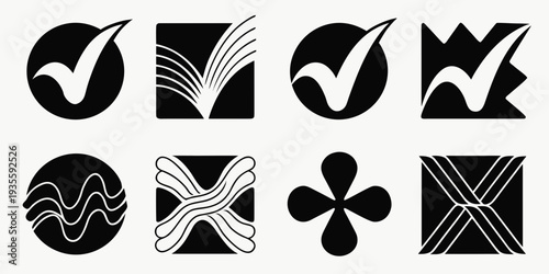 Abstract Geometric Symbols: A captivating array of abstract geometric symbols, blending shapes and lines. This visually engaging composition, ideal for various design applications.