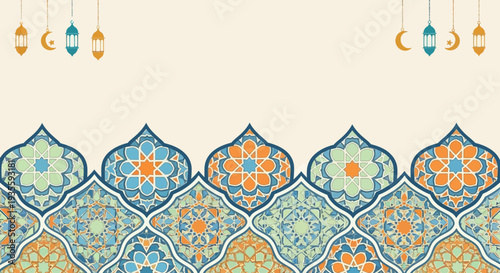 Vibrant Vector Pattern of Lanterns and Arches for Vector 