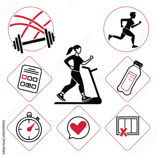 Fitness icons for a healthy lifestyle and workout motivation