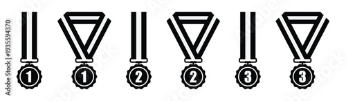 Five medals with ribbons illustration