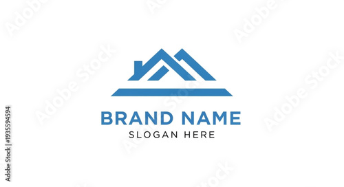 Modern House Logo Template with Brand Name and Slogan Placeholder.