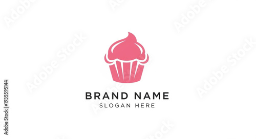 Pink Cupcake Logo Template for Bakery or Cafe Brand Identity.
