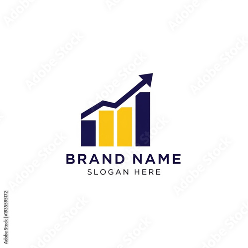 Business Growth Chart Logo Template with Placeholder Text.