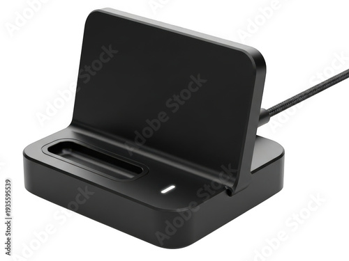 Wireless charging pad with a device on it isolated on transparent background