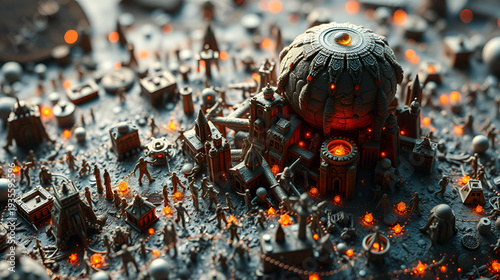 visualization of a microcosm filled with tiny advanced civilizations