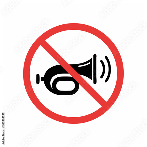 No Loudspeaker Prohibited Sign Icon Symbol.