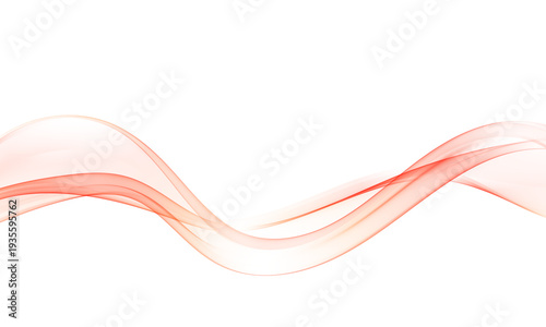Abstract flow of red waves with smooth transparent layers. Minimalist vector object for technology and creative design.