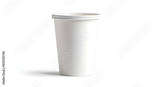 Wallpaper Mural A tall, white paper cup with a matching lid, standing on a white background, casting a shadow Torontodigital.ca