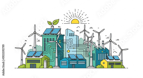 Sustainable City with Renewable Energy.