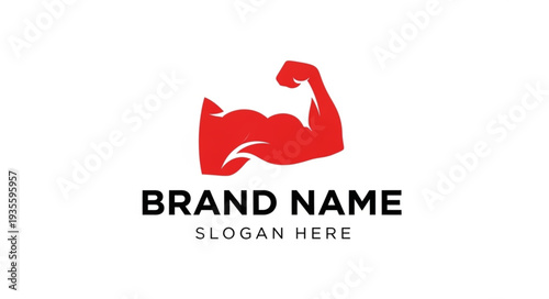 Red Flexed Arm Logo Template for Fitness Brand.