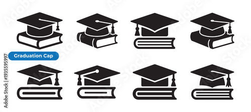 Graduation cap icon set vector illustration eps 10 isolated on white background