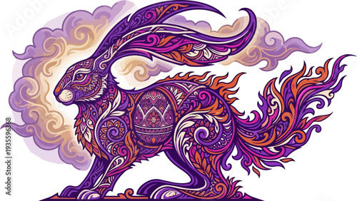 Vibrant Purple Dragon with Swirling Patterns.