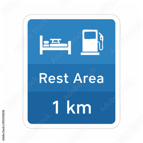 Rest Area Sign with Distance Indicator.