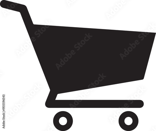 Black shopping cart icon isolated on transparent background