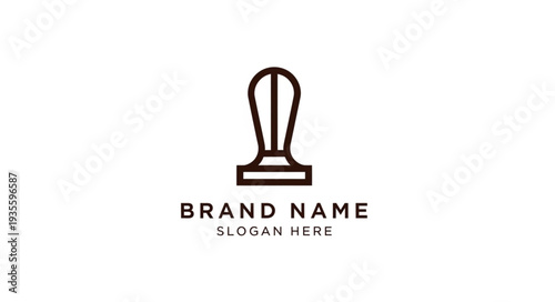 Minimalist logo template with abstract push pin icon and brand name placeholder.