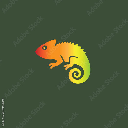 Chameleon icon logo vector silhouette illustration.