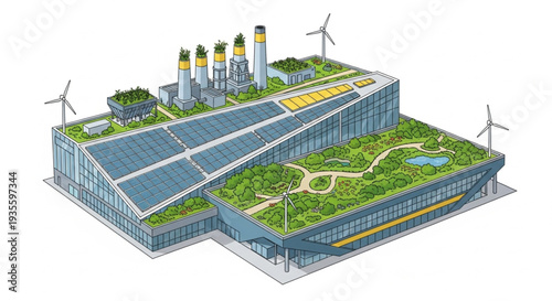 Sustainable Eco Friendly Factory Building.