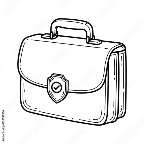 Classic briefcase with a distinctive emblem closure for secure document storage