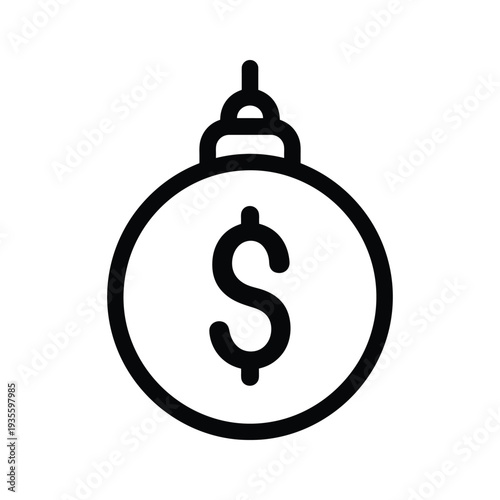 Creative illustration of a dollar sign inside a hanging ornament