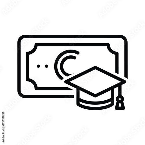Graduation celebration with a diploma and academic cap icon illustration
