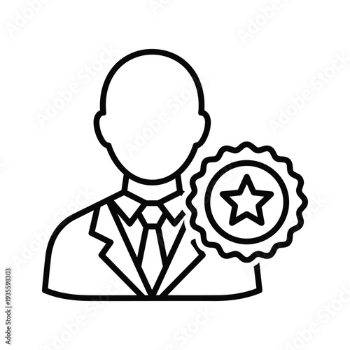 Professional figure receiving an award or recognition badge with a star