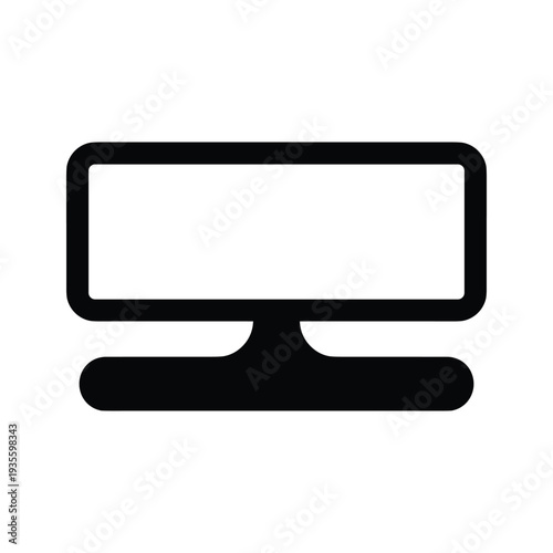 A simple black and white illustration of a computer monitor with a stand