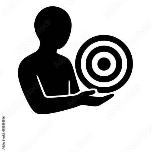 Person aiming target abstract concept black white icon 