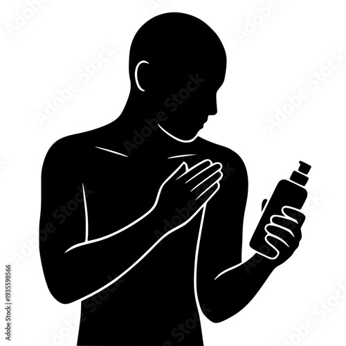 Man moisturizing shoulder