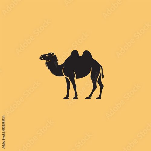 Bactrian camel logo design silhouette illustration.