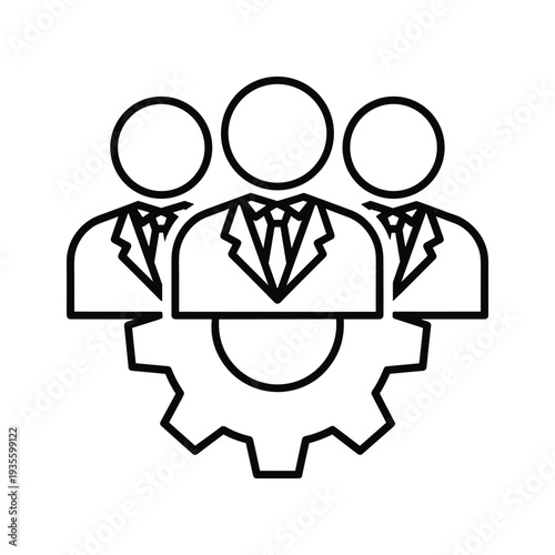 Team collaboration with gear symbolizing teamwork and efficiency