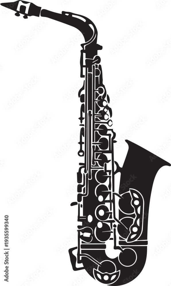 Obraz premium Serpentine Jazz Saxophone Silhouettes for Music Branding