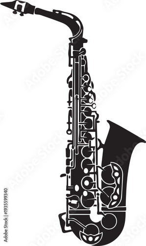 Serpentine Jazz Saxophone Silhouettes for Music Branding