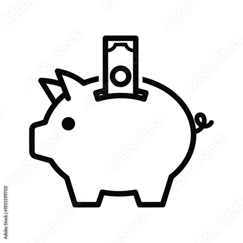 A classic piggy bank icon with a coin slot on its back