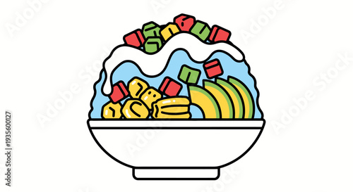 Colorful Breakfast Cereal Bowl with Milk and Multicolored Sugar Loops for Healthy Morning Snacks or Kids' Nutrition Concepts