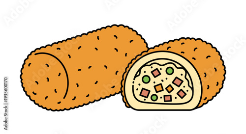 Crispy Fried Sushi Roll with Filling, Golden Breaded Exterior, and Savory Inner Layer - Delicious Snack or Appetizer