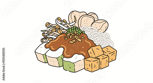 Delicious Vegan Hot Pot with Tofu, Mushrooms, Vegetables, and Noodles - Healthy Plant-Based Asian Cuisine for Cooking and Food Enthusiasts