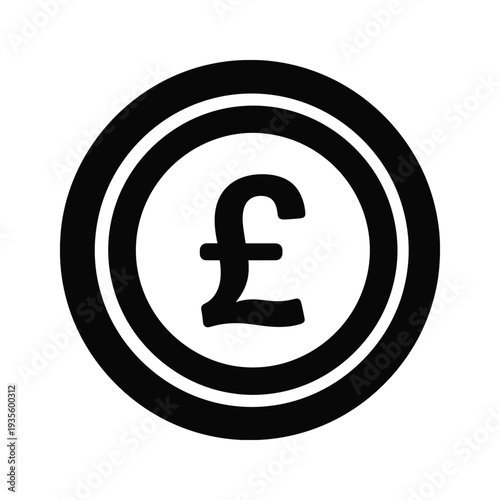 Black and white pound sterling symbol inside concentric circles icon design