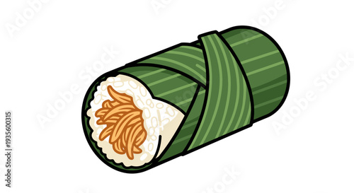Fresh Handmade Sushi Roll Wrapped in Green Seaweed, Featuring White Rice and Intricate Seafood Filling, Ideal for Culinary, Food, and Restaurant Branding