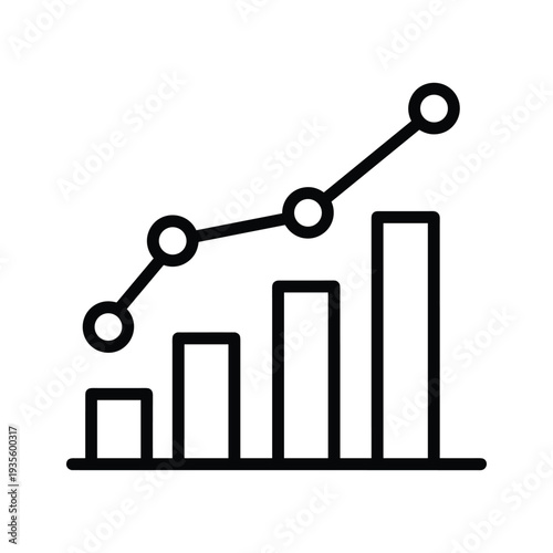 Graphic illustration showing growth trend with bar and line chart combination