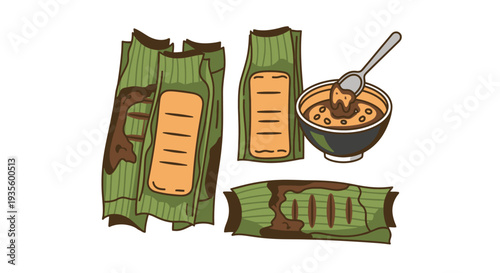 Traditional Mexican Banana Leaf Tamales with Filling and Toppings, Cultural Food in a Rustic Setting