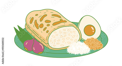 Traditional Tamale with Fresh Vegetables and Side Condiments on a Green Plate, Mexican Cuisine Dish for Culinary and Food Presentation