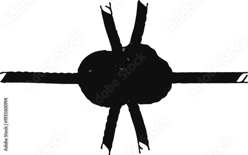 Abstract black and white design with radiating lines and oval shapes