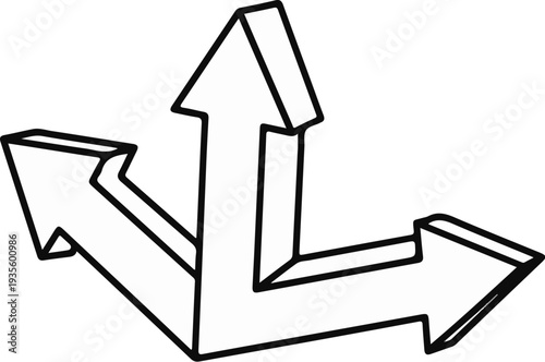 Three dimensional arrows pointing in different directions, indicating choices